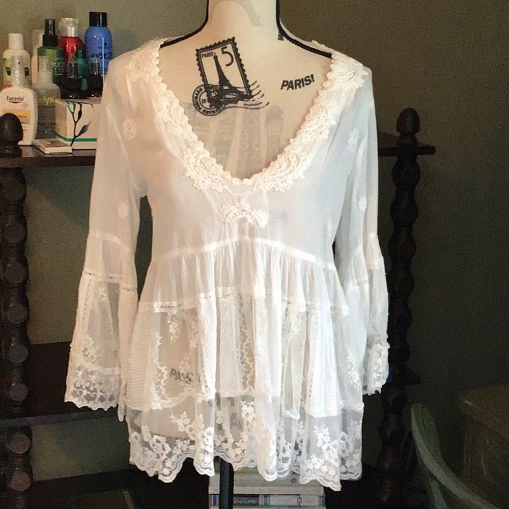 White cotton boho top